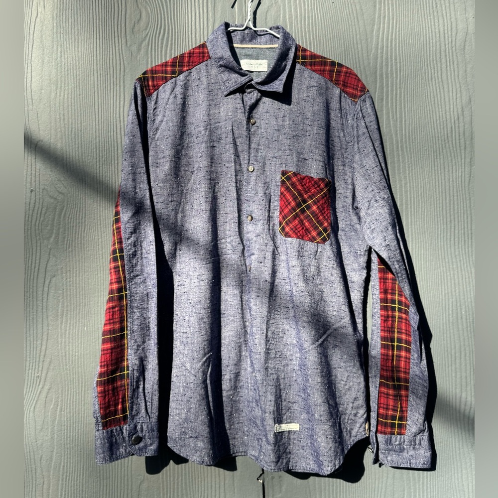Tintoria Mattei 954 Italian Designer Men’s Flannel Accent Long Sleeve Size LG